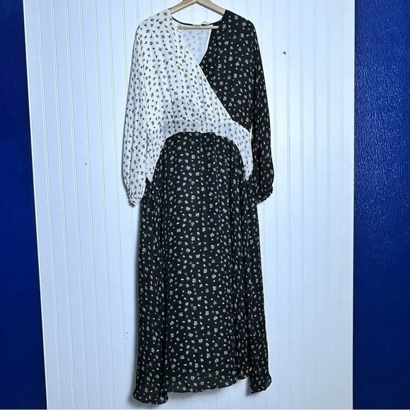 ELIE TAHARI Floral Print Silk Midi-Dress V-Neck Lined Size Large - Picture 7 of 17